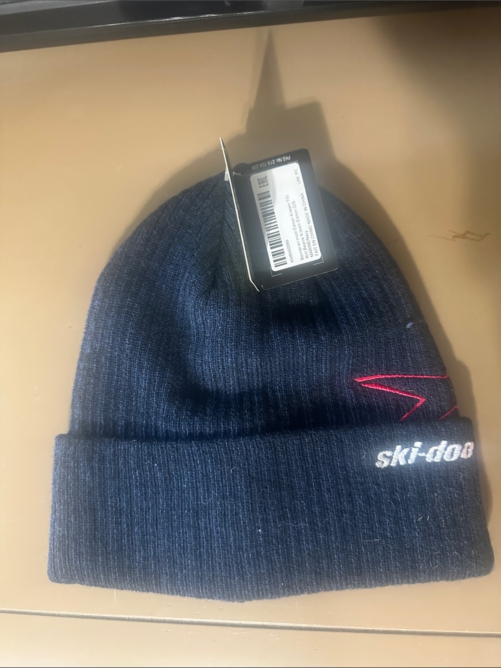 Speedo Navy Knit Beanie with Red Accent and White Script